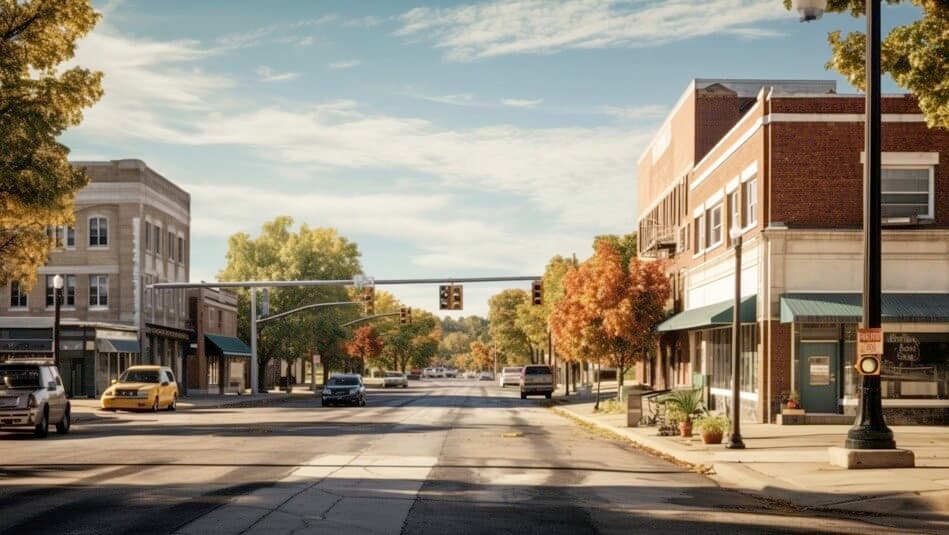 hillcrest main street in the suburbs