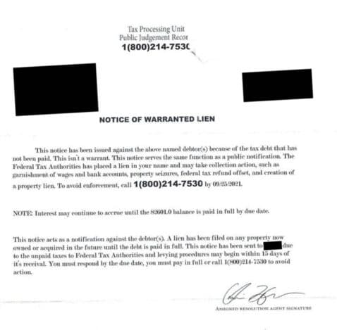 tax lien scam