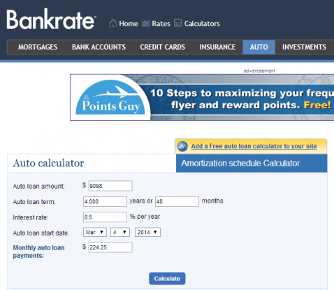 Bankrate_AutoLoan calculator