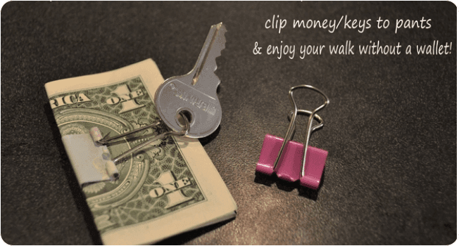 Travel Hacks: pin cash and keys to yourself with paper clips