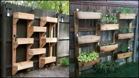 Vertical Wooden Box Planter