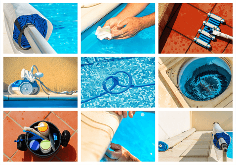 swimming pool maintenance guide collage