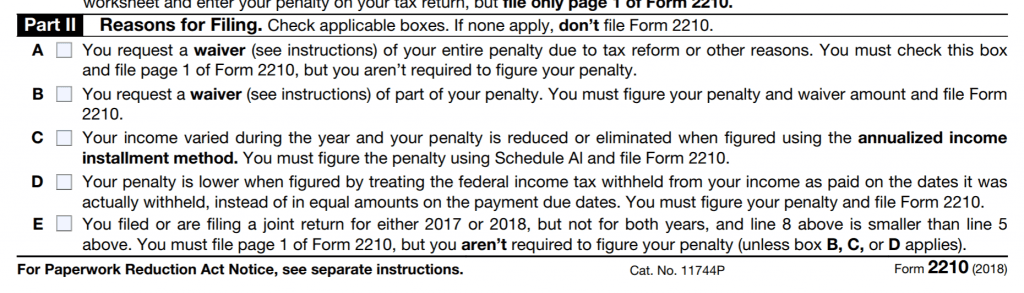 Form-2210 How to avoid underpayment penalty