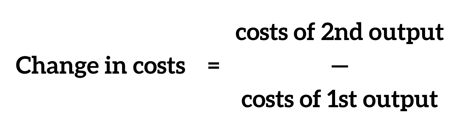 Calculation for determining change in costs