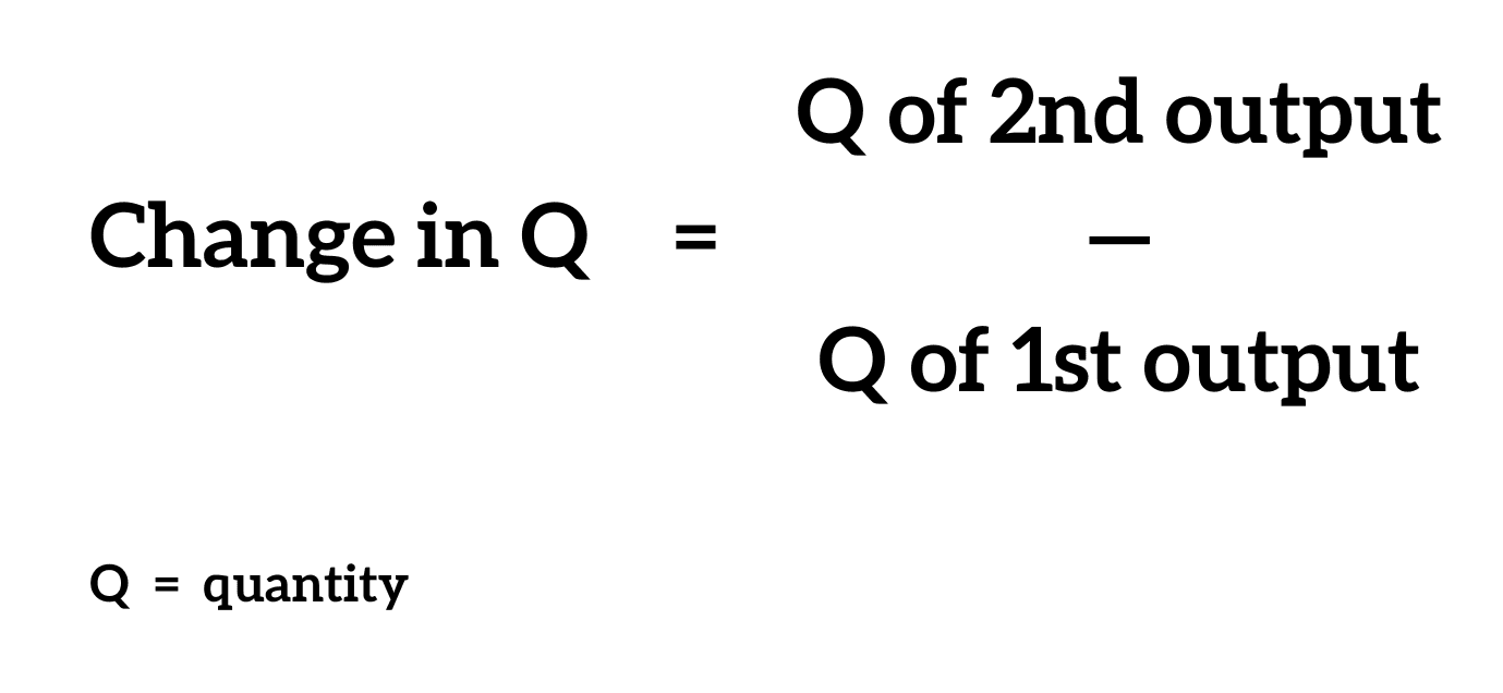 Calculation for determining change in quantity