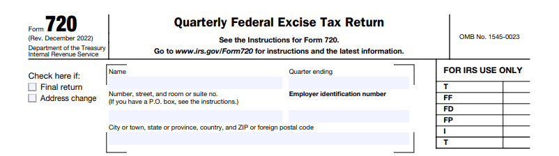 First section of Form 720