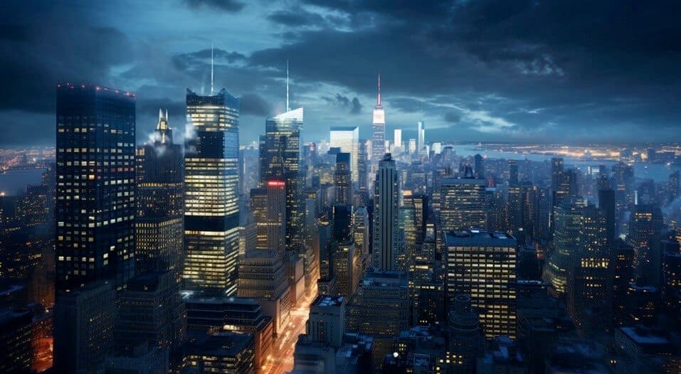 New York City skyline at night