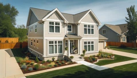 A-house-with-newly-installed-vinyl-siding.-The-siding-is-a-light-color-enhancing-the-houses-modern-appearance.-The-exterior-is-clean-and-the-install