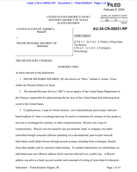 Grand jury charges Frank Richard Ahlgreen