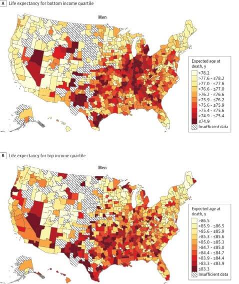 Life expectancy by region high low income