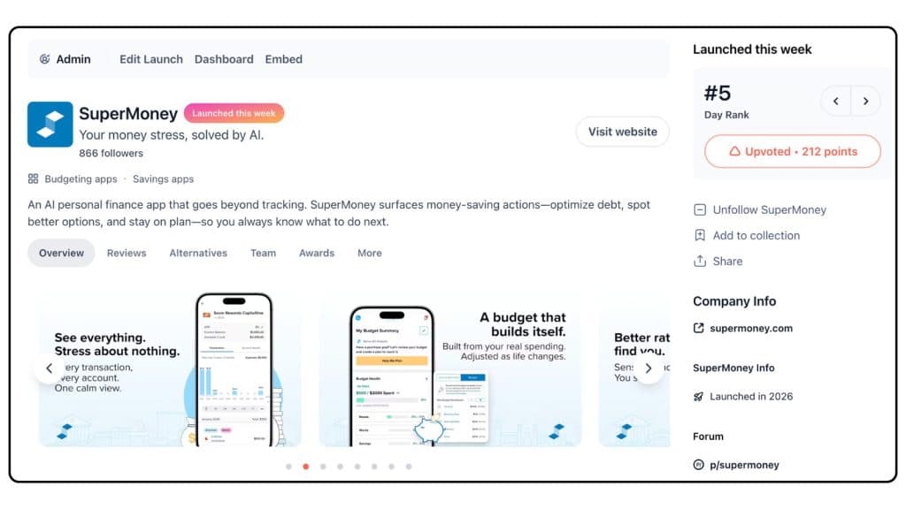 SuperMoney Product Hunt